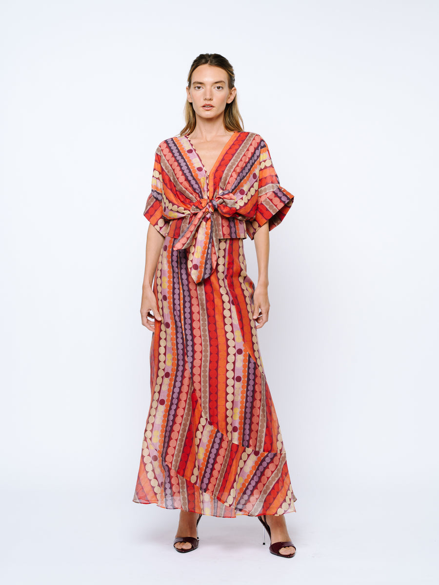 Riley Striped Polka Dot Maxi Skirt