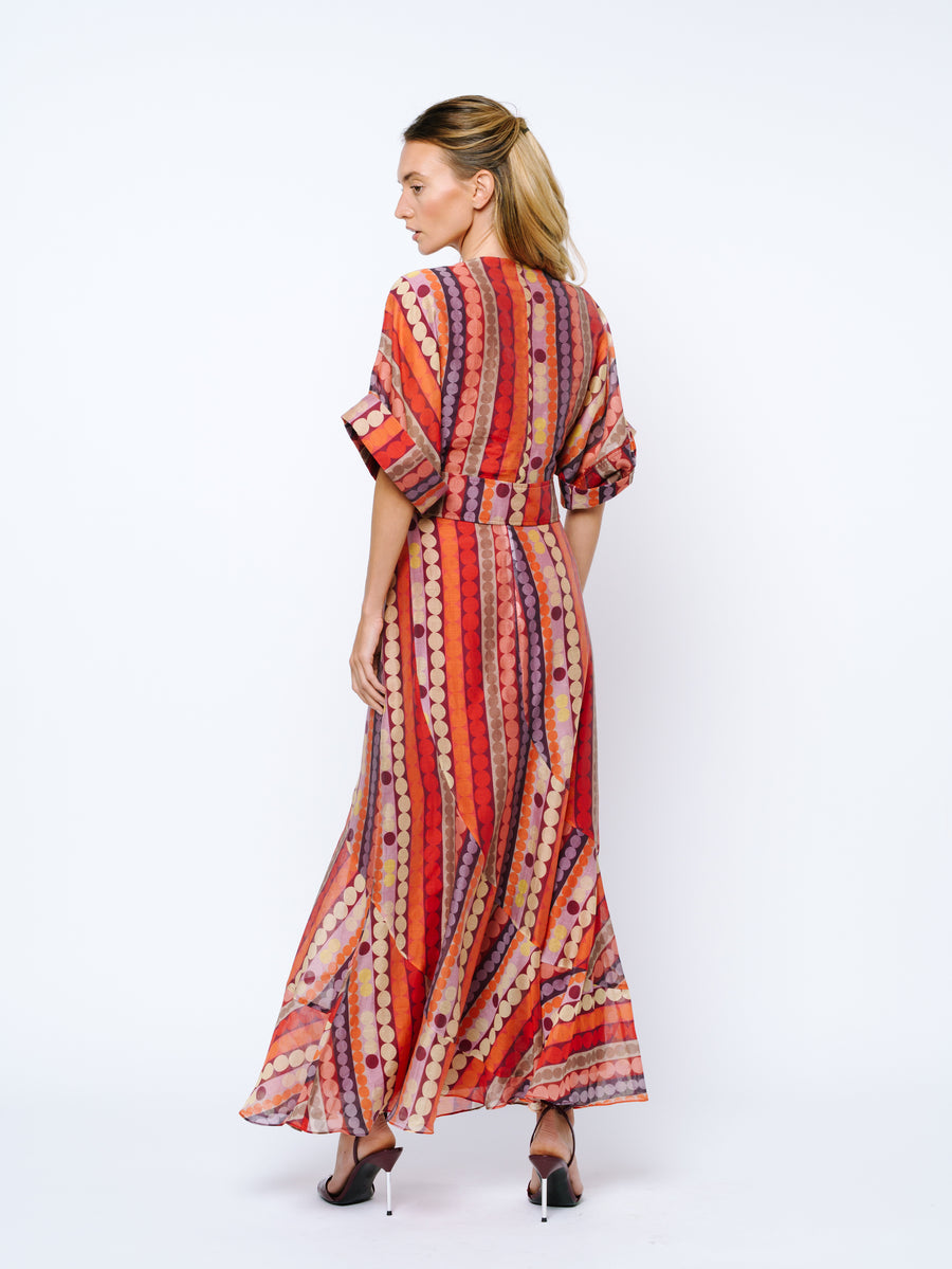 Riley Striped Polka Dot Maxi Skirt