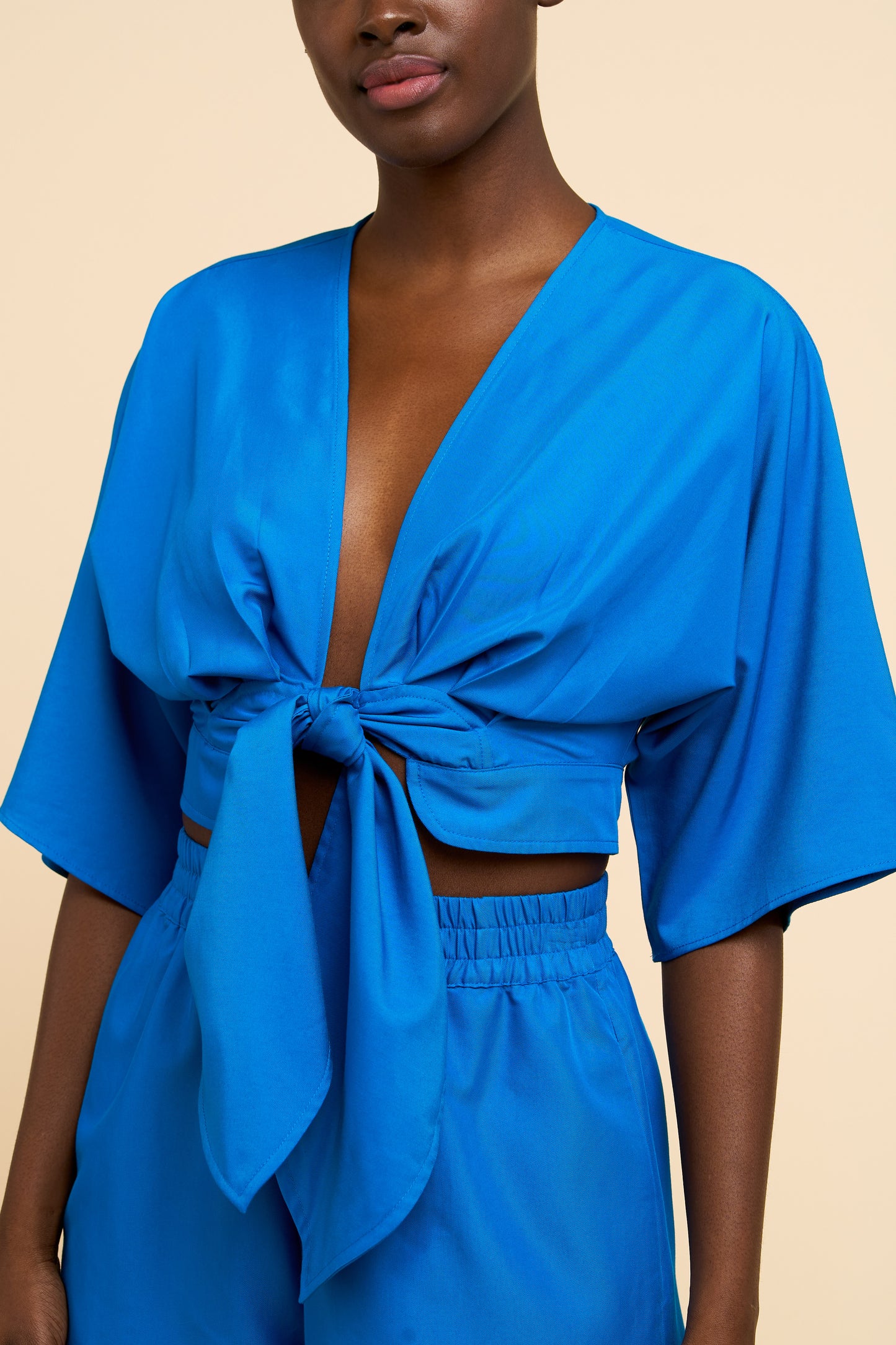 Clarisa Cropped Tie Front Top