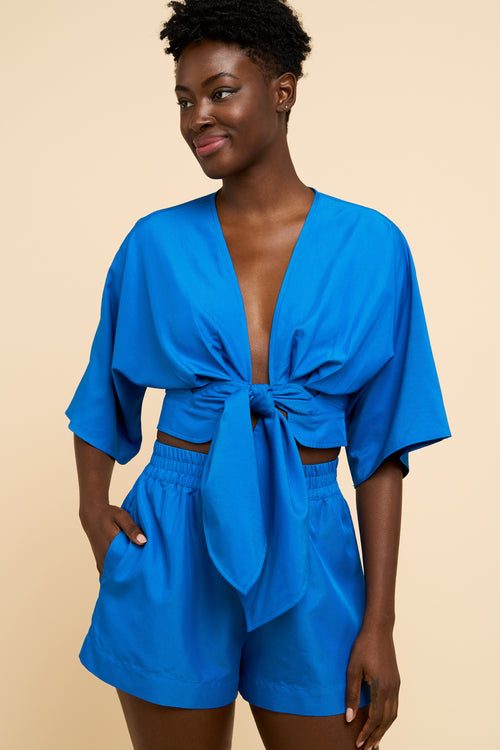 Load image 1 in gallery view. Clarisa Cropped Tie Front Top