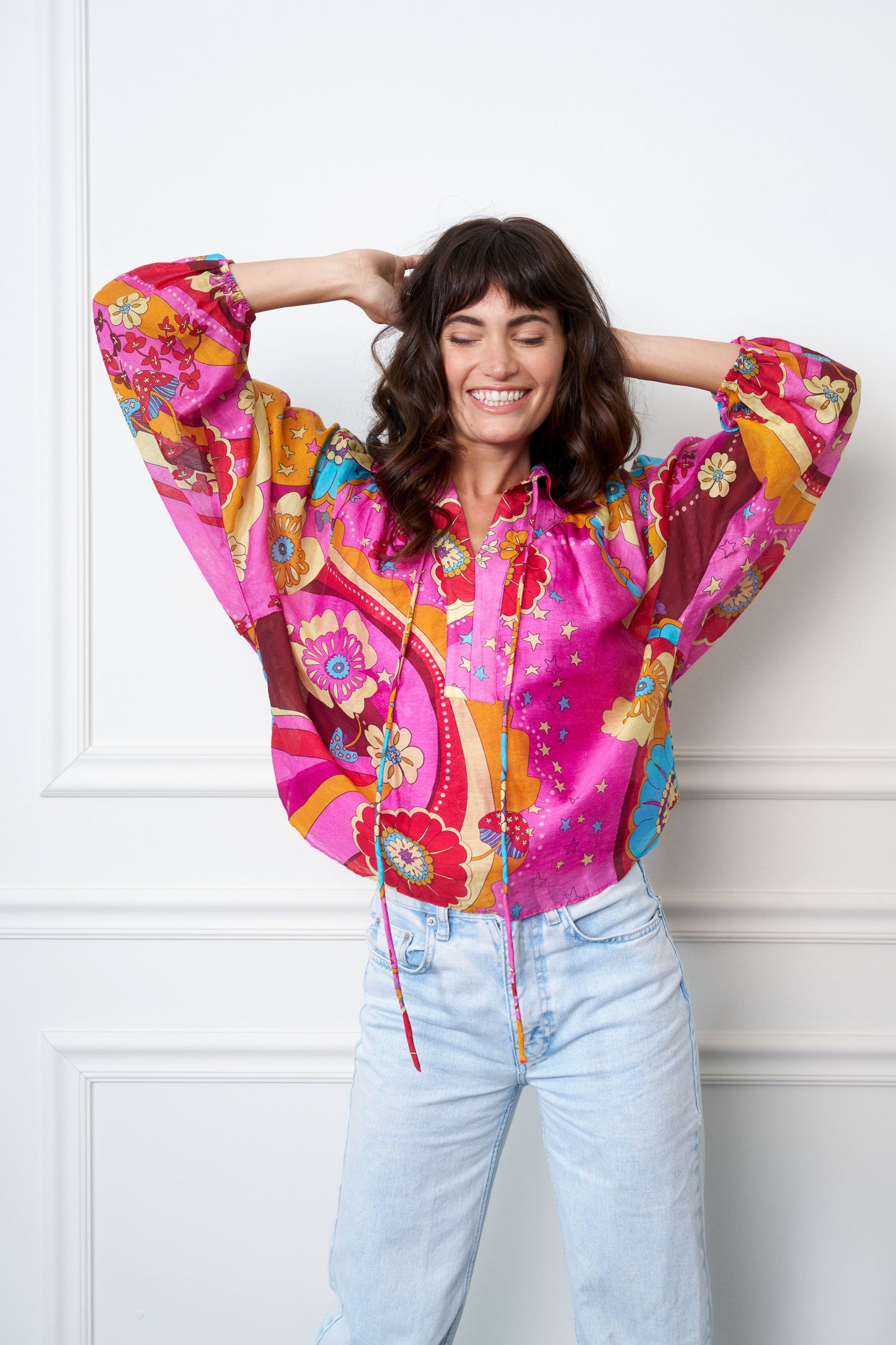 Elisa Floral Print Popover Top