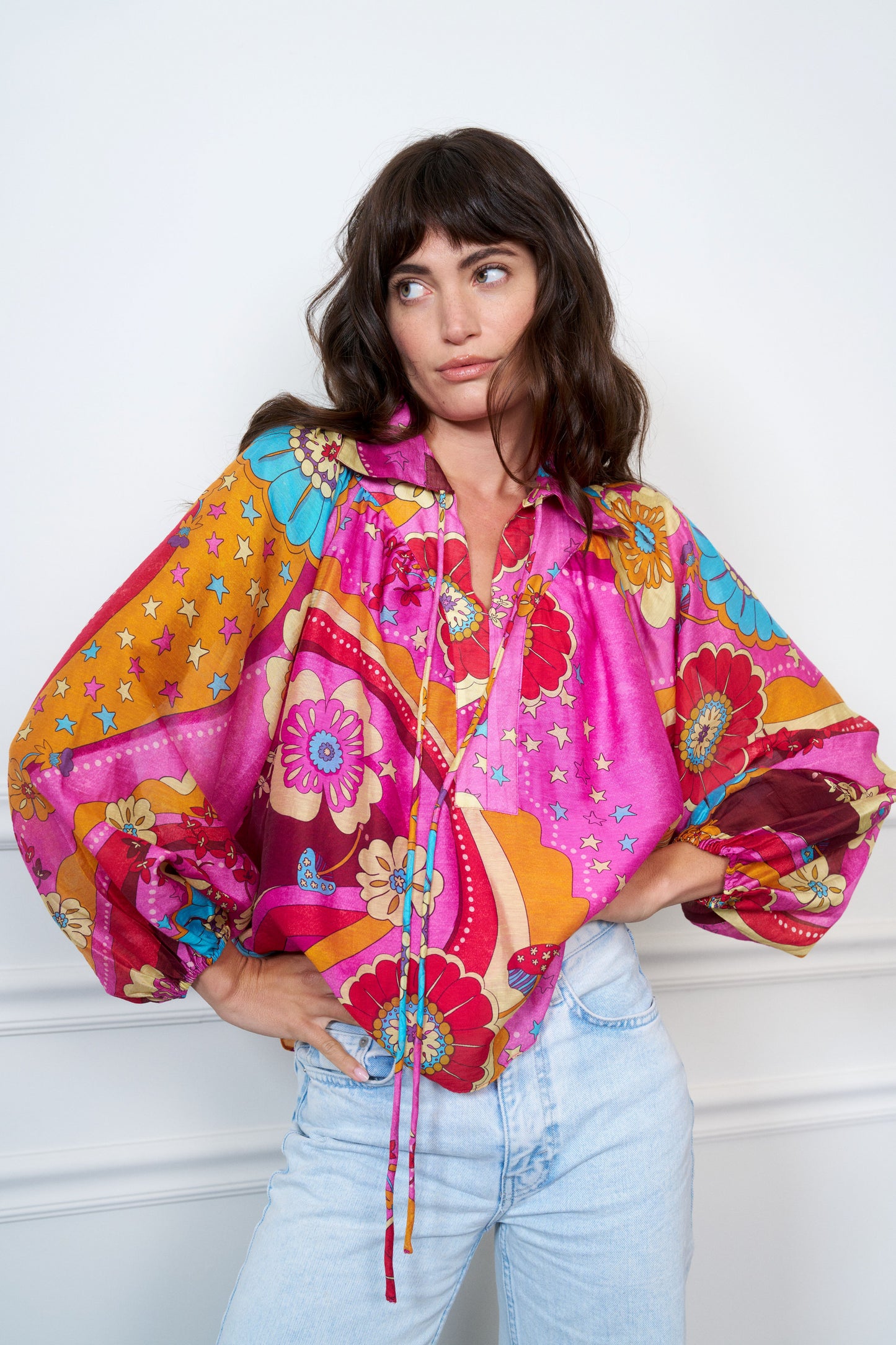 Elisa Floral Print Popover Top