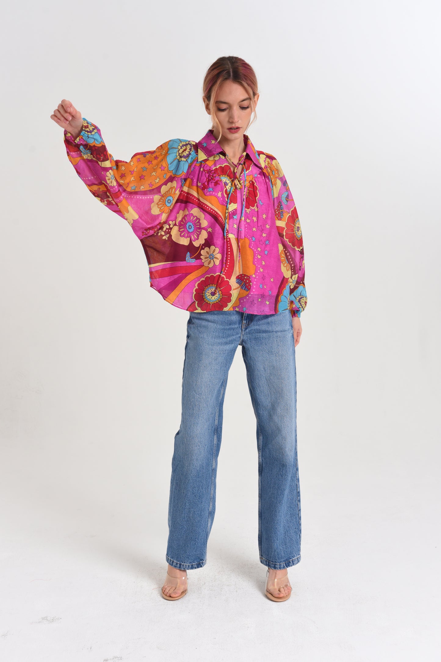 Elisa Floral Print Popover Top