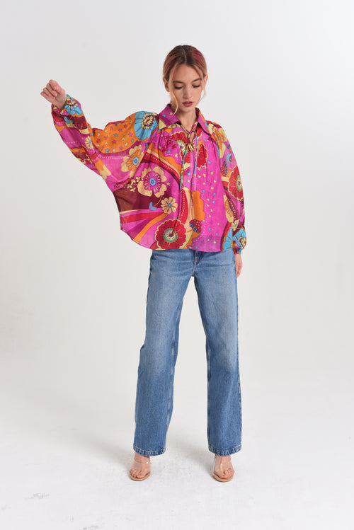 Load image 1 in gallery view. Elisa Floral Print Popover Top