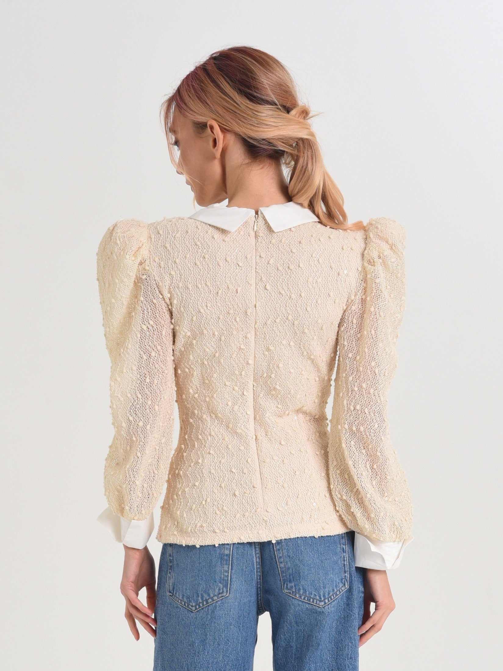 Camielle Collared Puff Sleeve Top