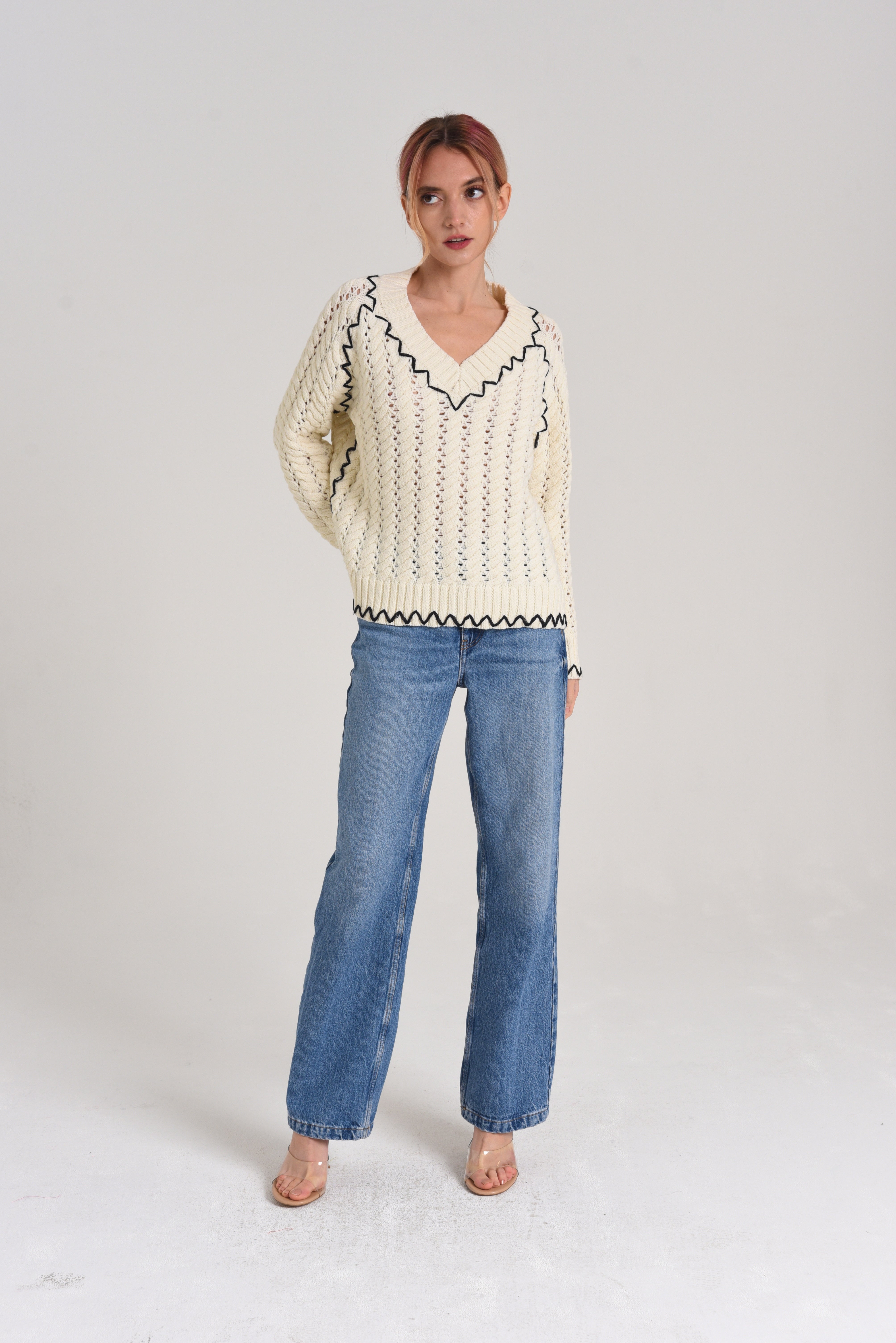 Aria Whip Stitch Cable Knit Sweater