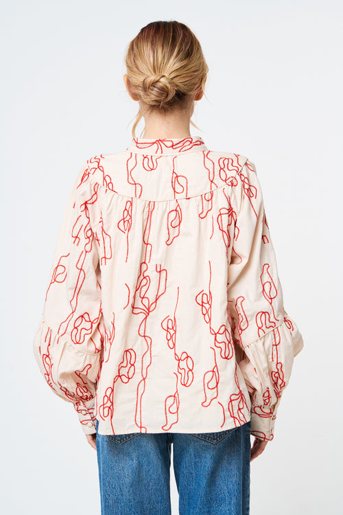 Load image 1 in gallery view. Calla Abstract Embroidered Button-Up Top