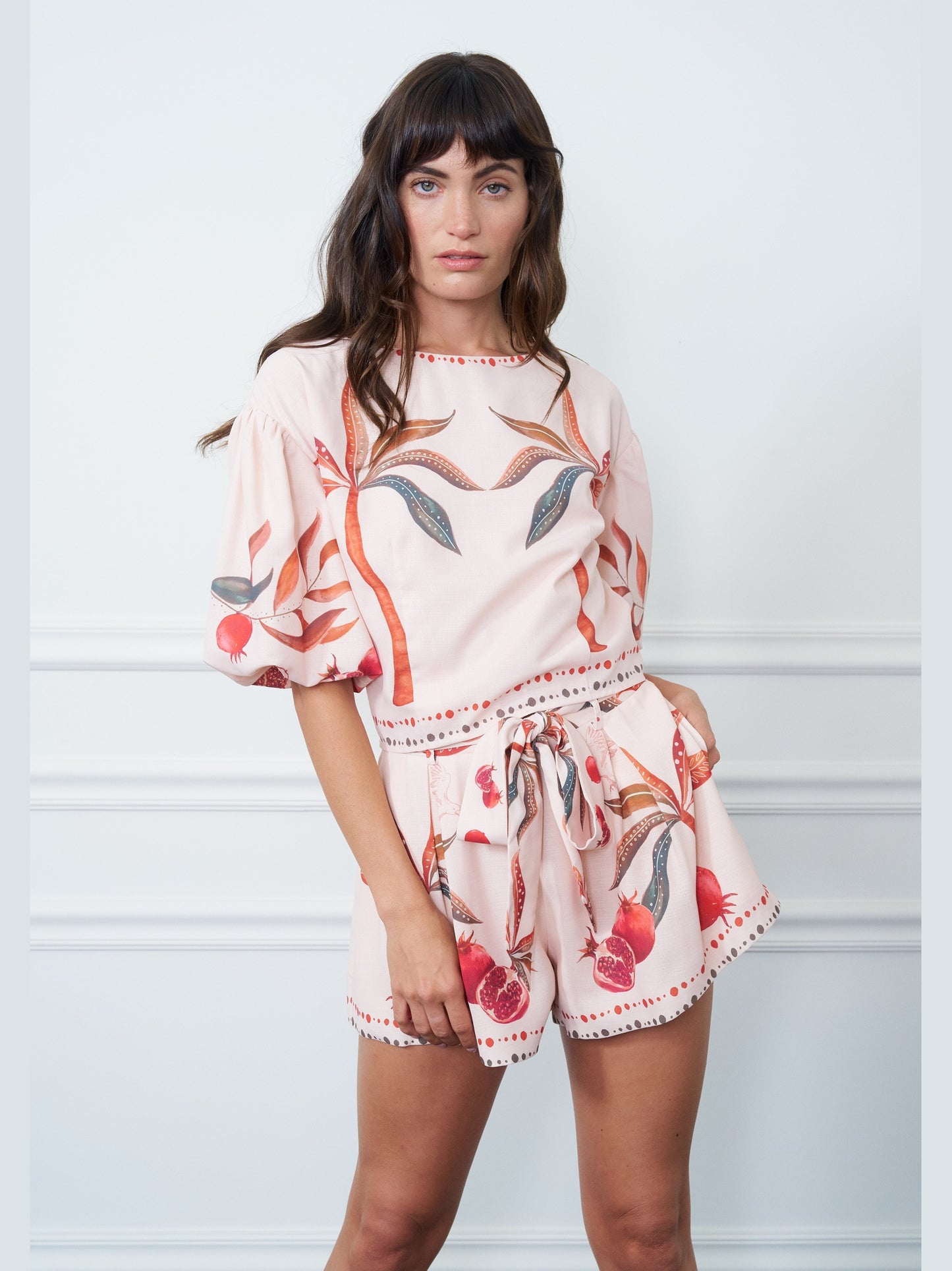 Willa Botanical Print Puff Sleeve Top