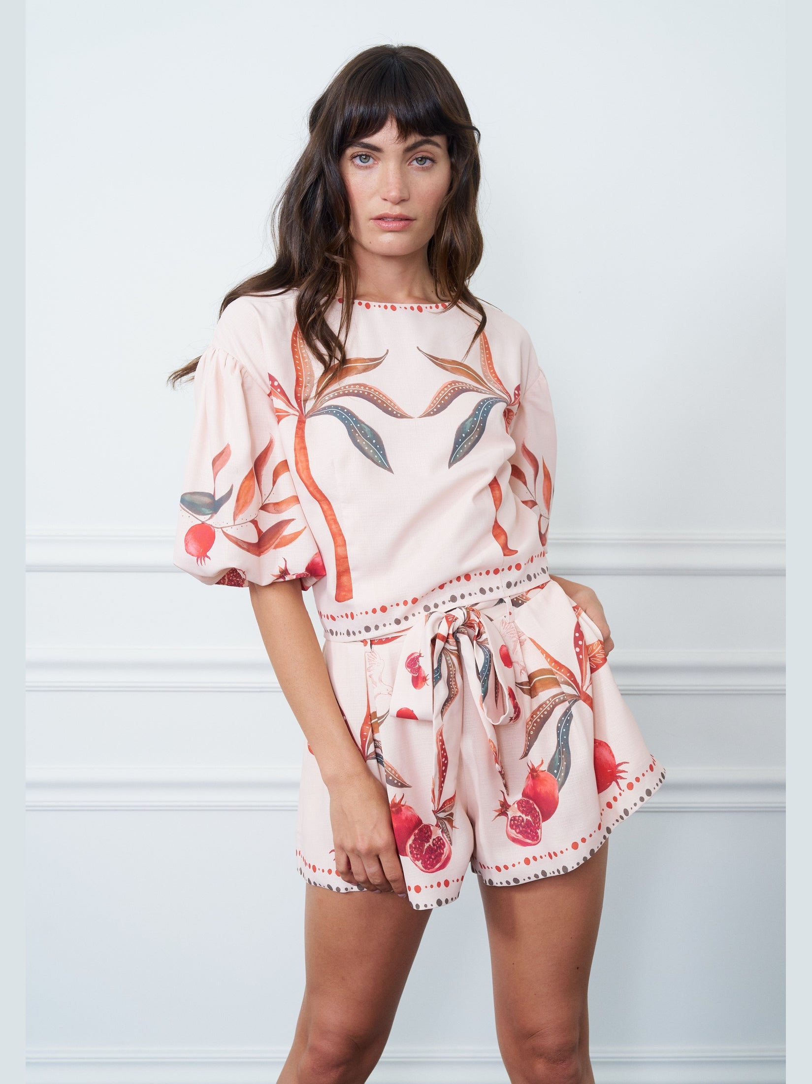 Willa Botanical Print Puff Sleeve Top