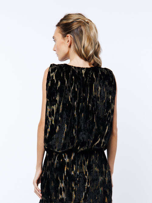 Load image 1 in gallery view. Agnese Metallic Burnout Bubble Hem Top