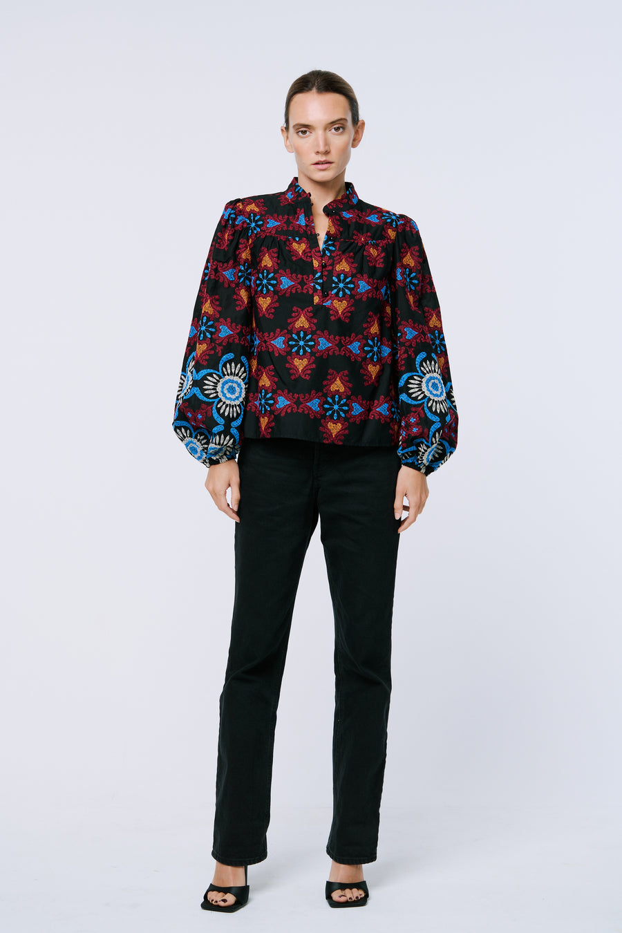 Yola Embroidered Long Sleeve Top