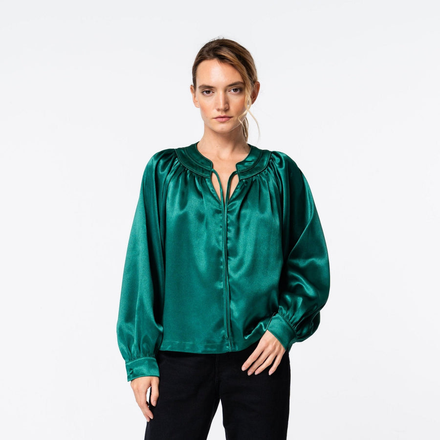 Sona Satin Long Sleeve Top