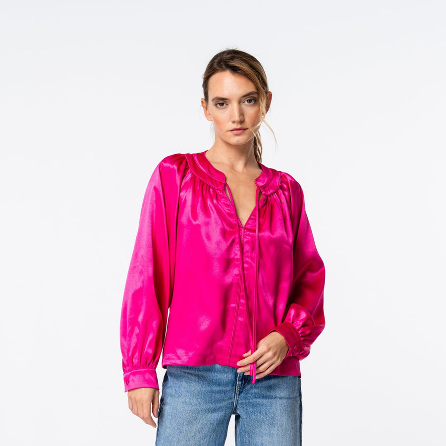 Sona Satin Long Sleeve Top