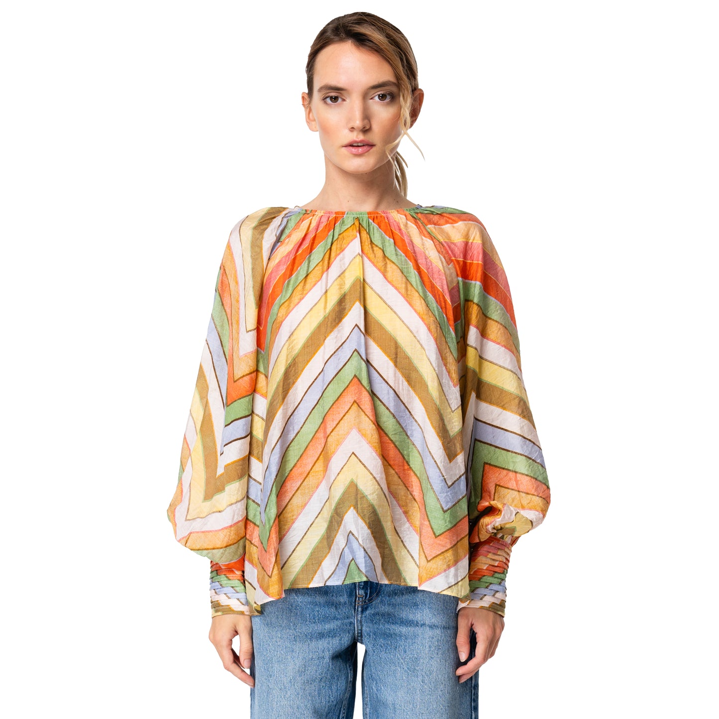 Rileigh Striped Chevron Print Top