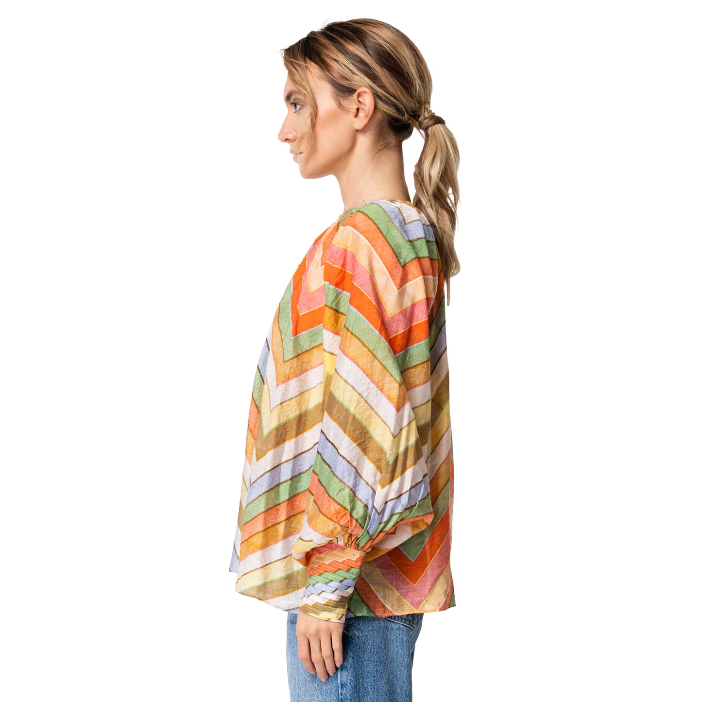 Rileigh Striped Chevron Print Top