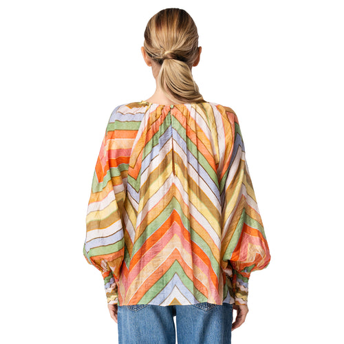 Load image 1 in gallery view. Rileigh Striped Chevron Print Top
