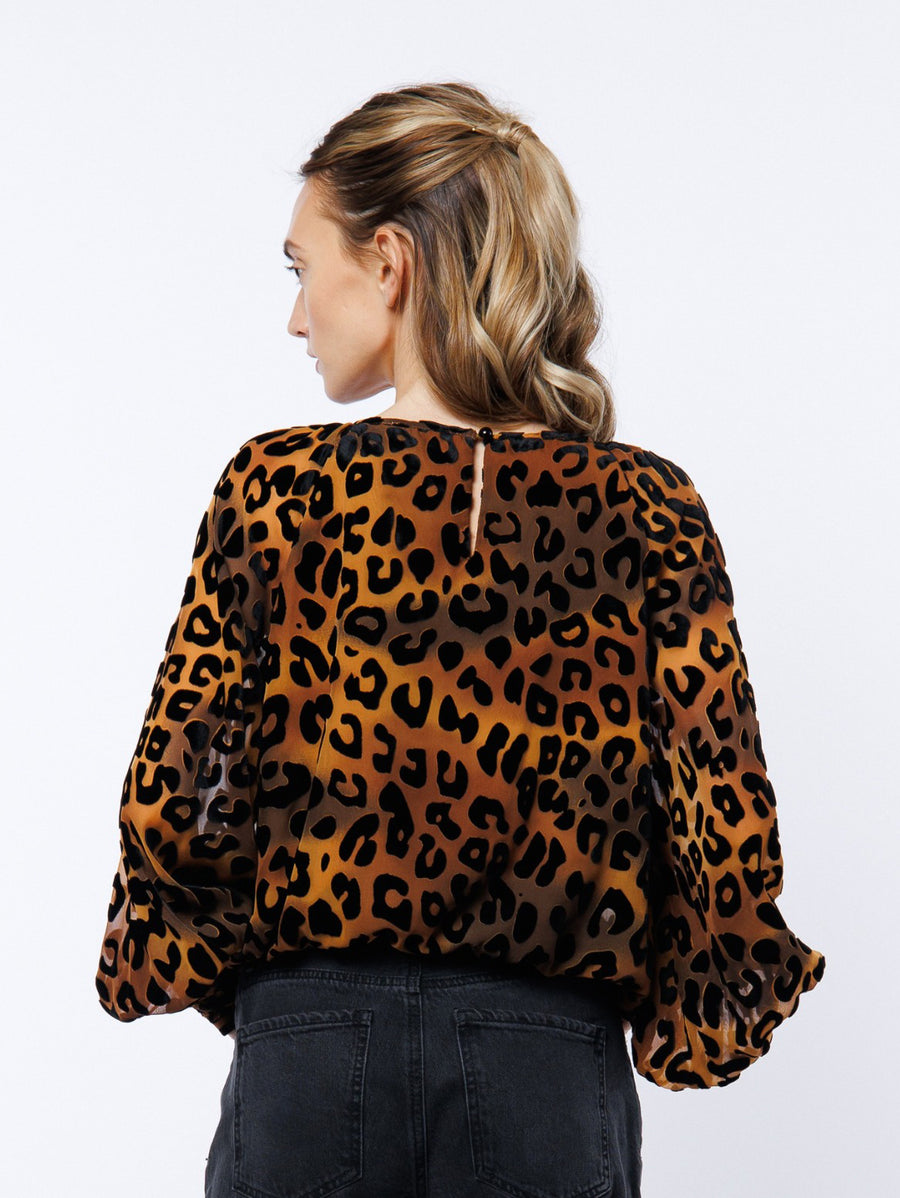 Lenny Animal Print Burnout Raglan Sleeve Top