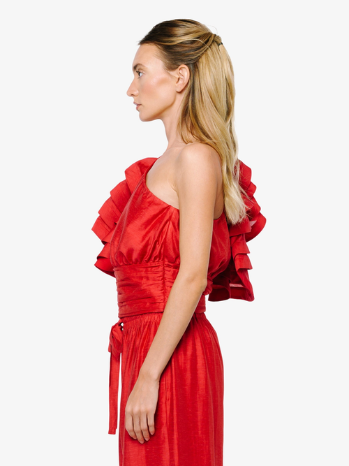 Cargar la imagen 1 en la vista de la galería. Risa One Shoulder Ruffle Top