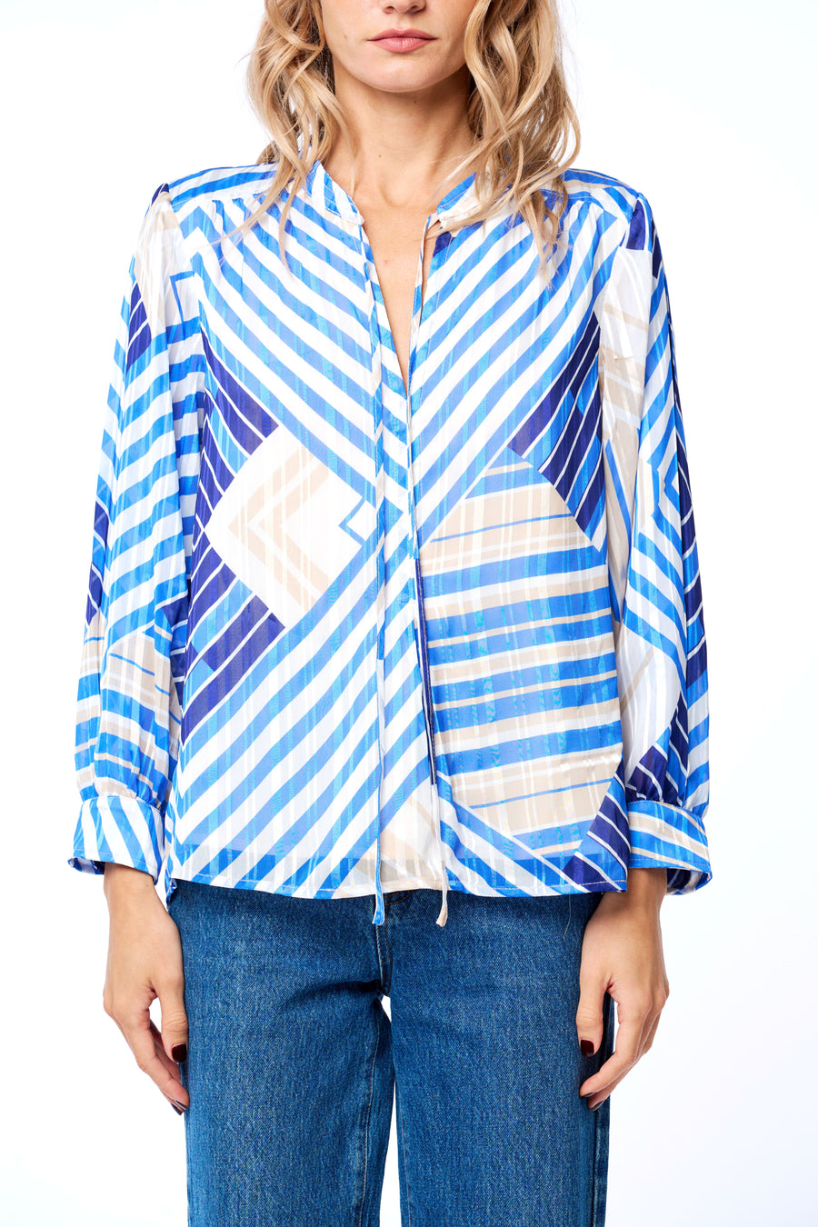 Brinnley Abstract Striped Long Sleeve Top