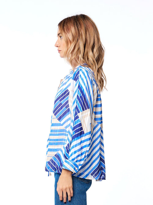 Load image 1 in gallery view. Brinnley Abstract Striped Long Sleeve Top