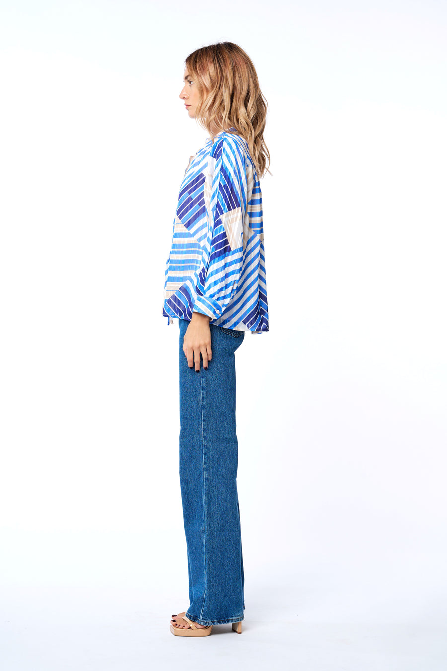 Brinnley Abstract Striped Long Sleeve Top