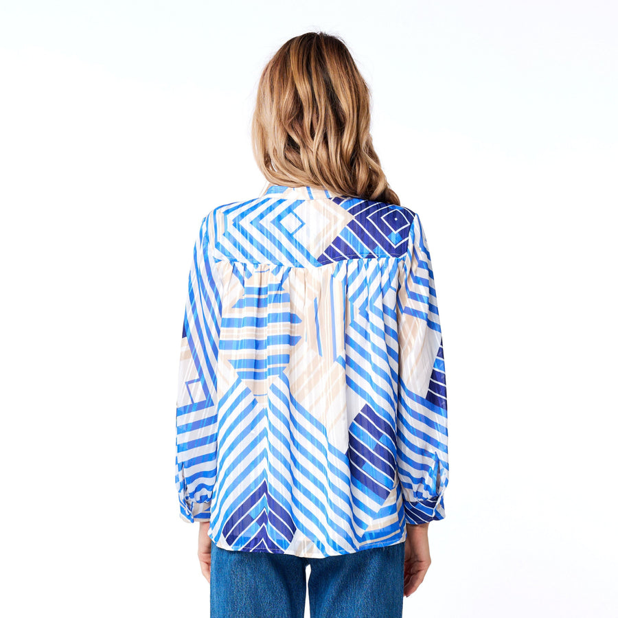 Brinnley Abstract Striped Long Sleeve Top