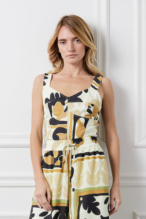 Load image 1 in gallery view. Diosa Tapestry Print Bustier Top