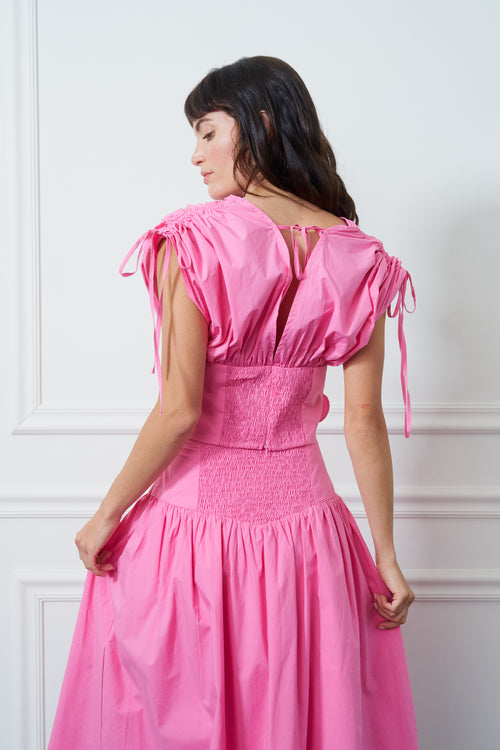 Load image 1 in gallery view. Dielle 3D Floral Ruched Drawstring Top