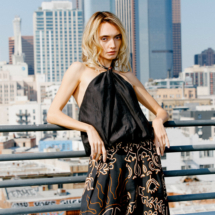 Rosaleen Bubble Hem Halter Neck Top