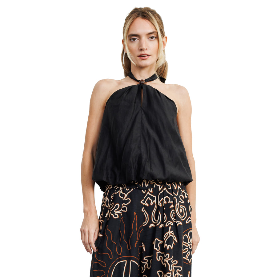 Rosaleen Bubble Hem Halter Neck Top