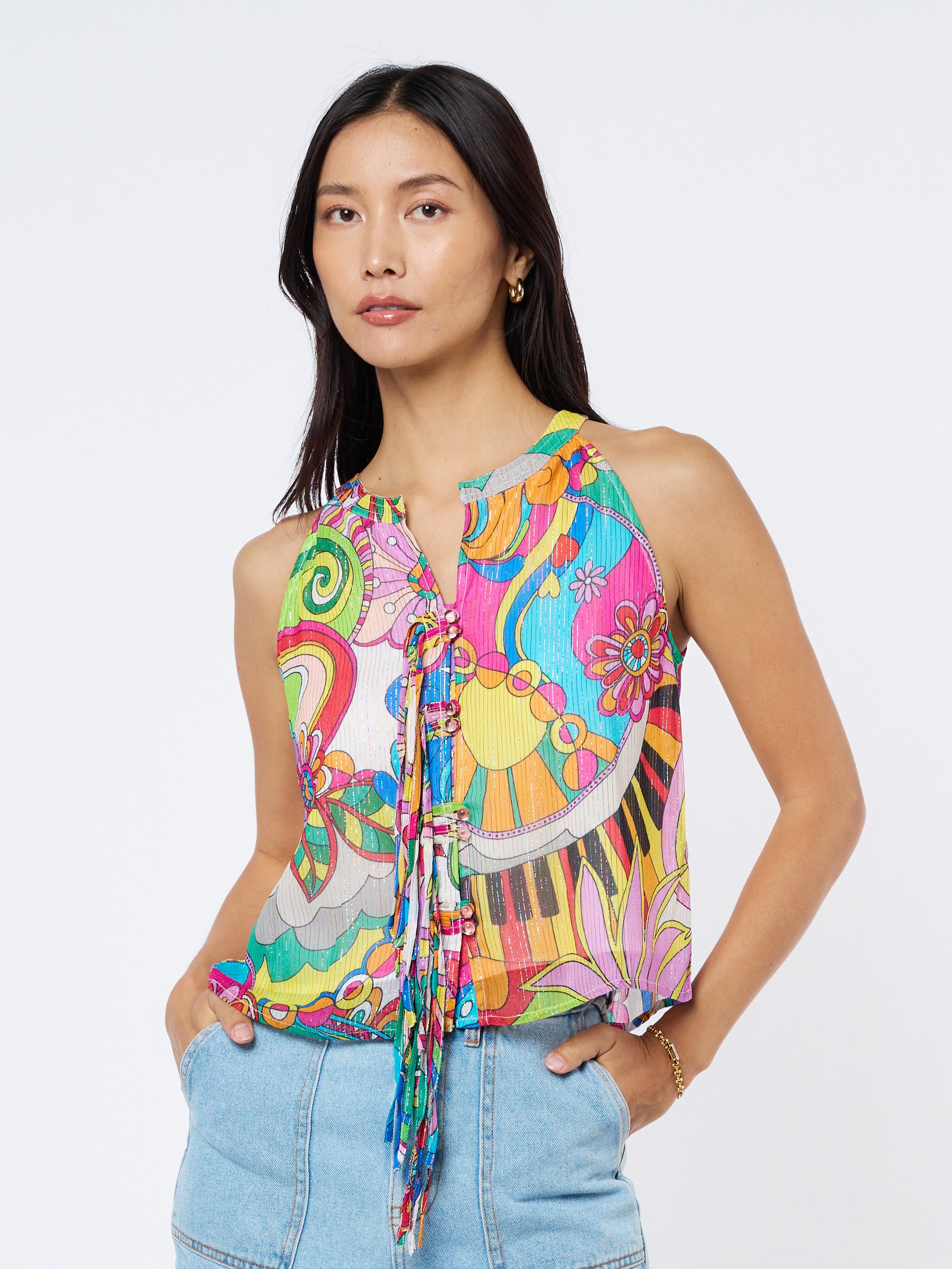 Leah Psychedelic Print Halter Neck Top