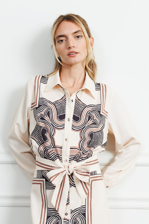 Load image 1 in gallery view. Gara Long Sleeve Tie Front Shirt