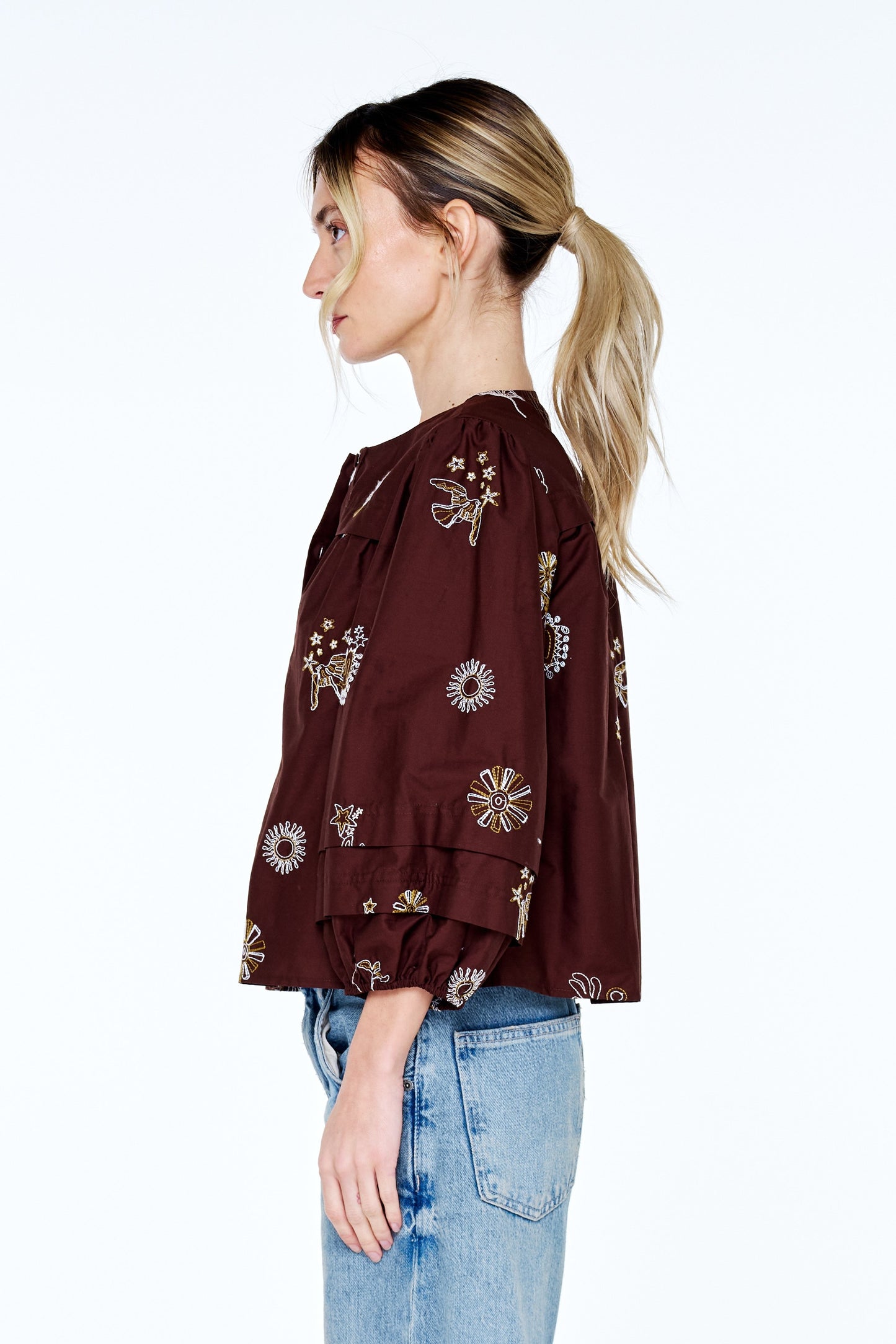 Liliane Embroidered Cotton Poplin Top