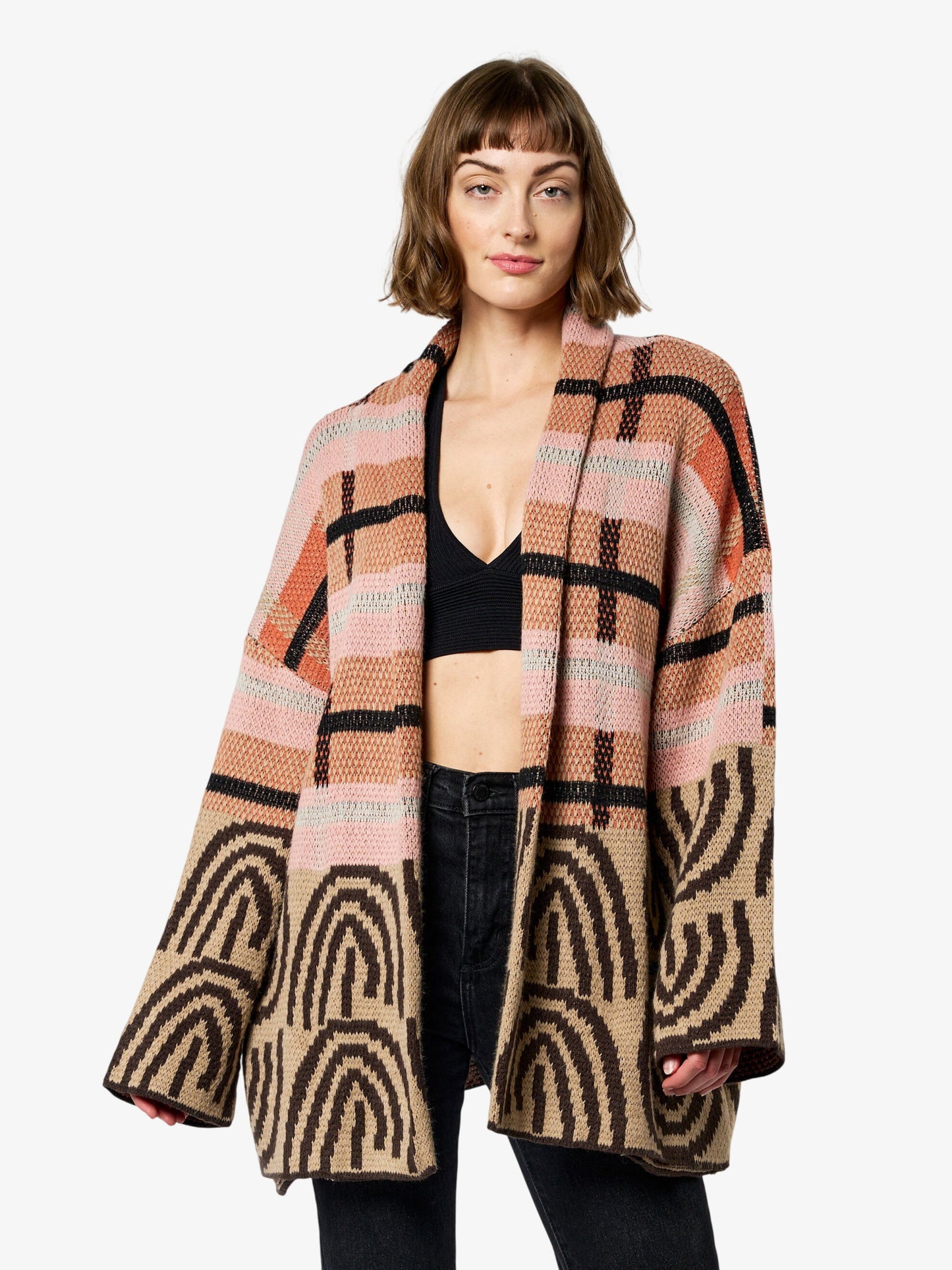 Irene Abstract Print Knit Cardigan