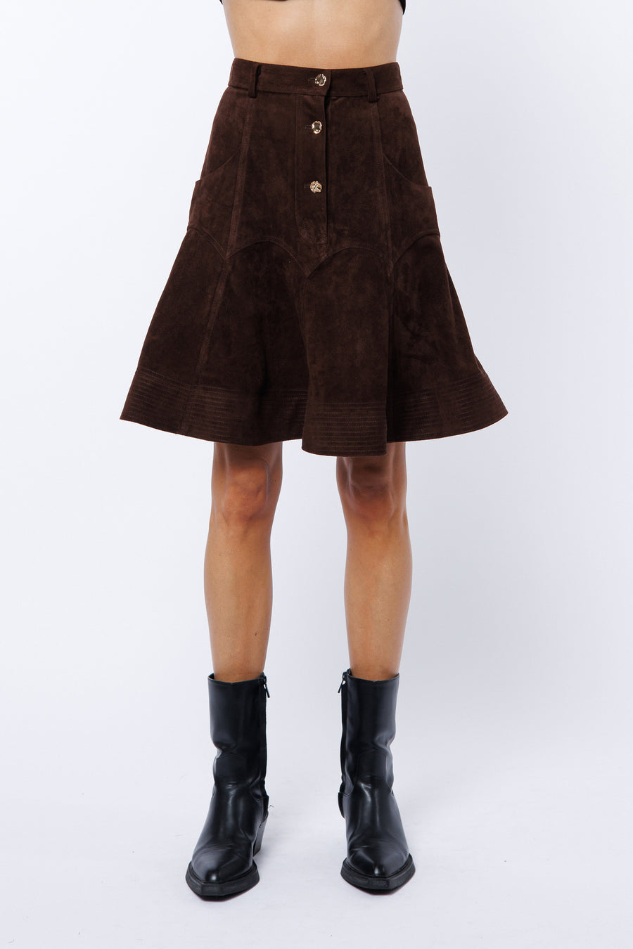 Tiffany High Waisted Fauz Suede Skirt