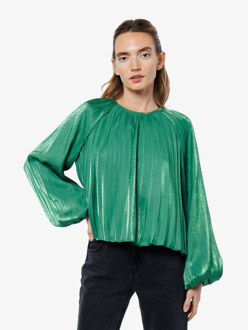 Cargar la imagen 1 en la vista de la galería. Giulia Pleated Satin Raglan Sleeve Top