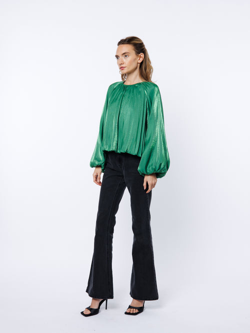 Cargar la imagen 1 en la vista de la galería. Giulia Pleated Satin Raglan Sleeve Top