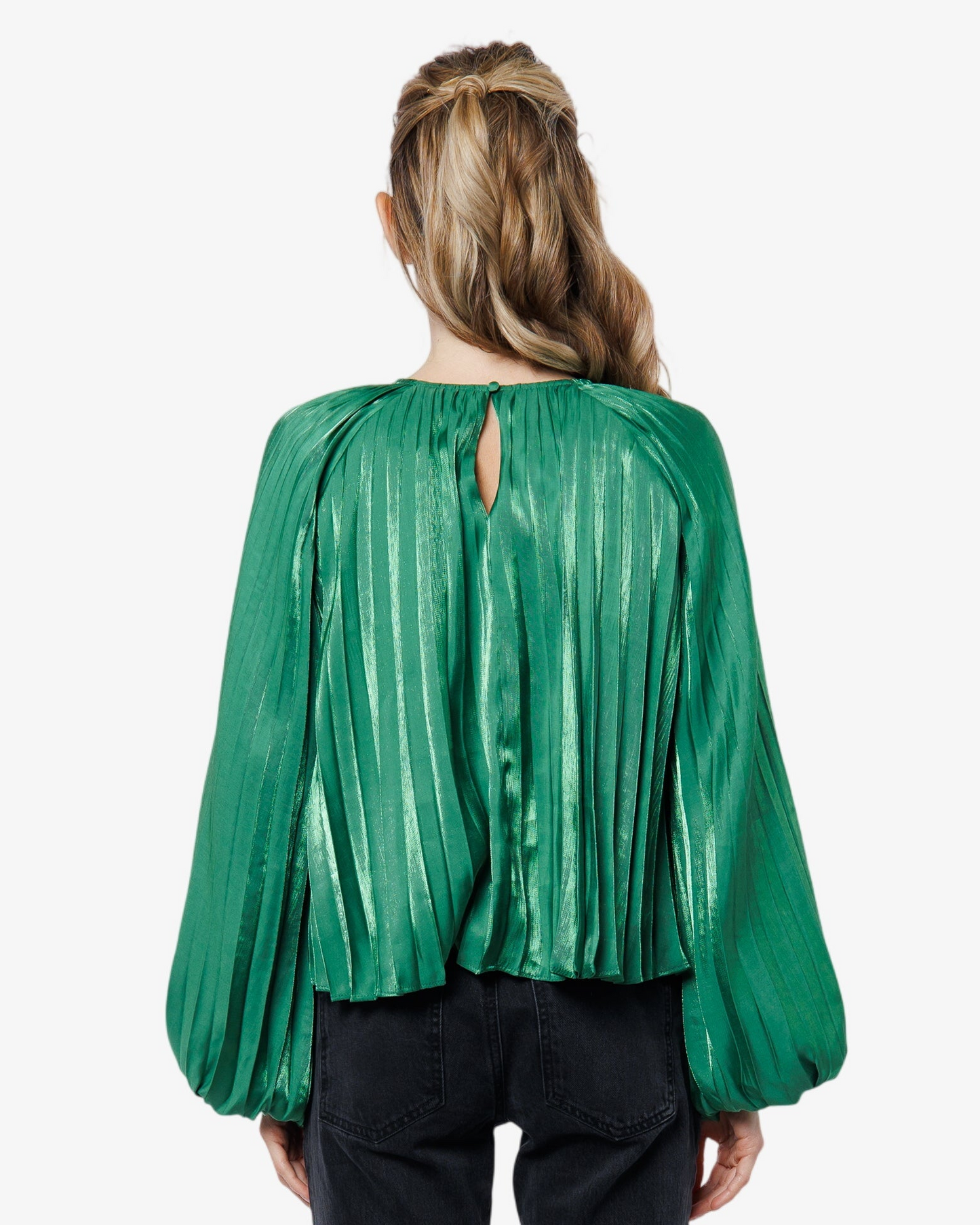 Giulia Pleated Satin Raglan Sleeve Top