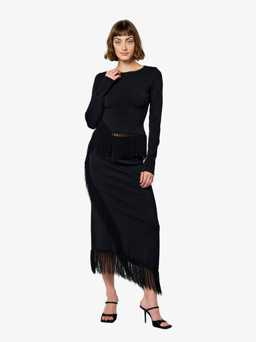 Load image 1 in gallery view. Luna Knit Long Sleeve Fringe Top