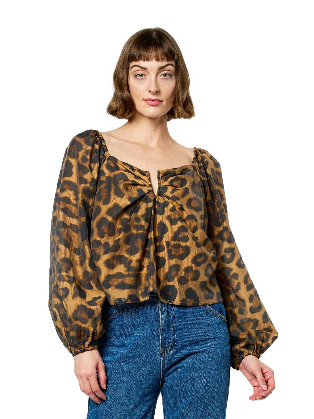Sussane Animal Print Puff Sleeve Top