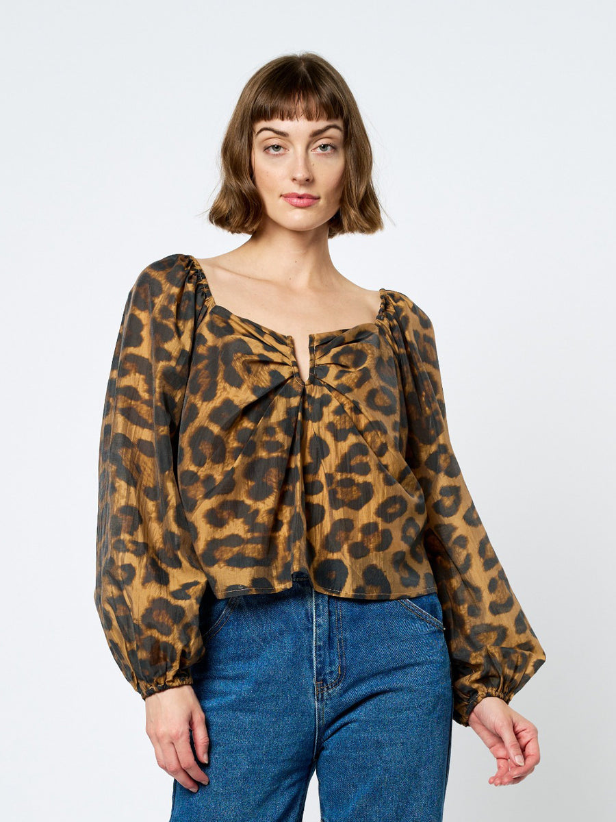 Sussane Animal Print Puff Sleeve Top