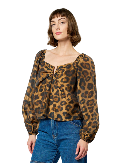 Cargar la imagen 1 en la vista de la galería. Sussane Animal Print Puff Sleeve Top