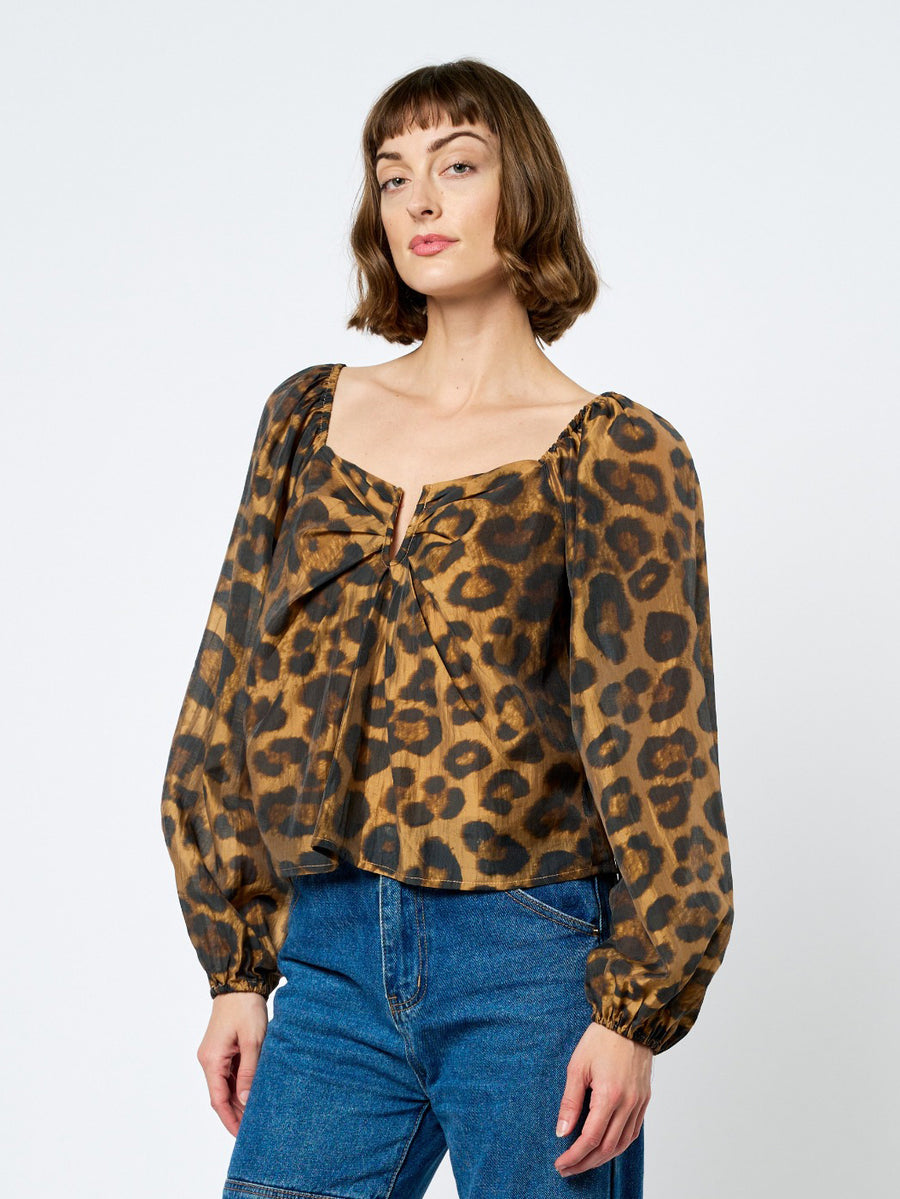 Sussane Animal Print Puff Sleeve Top