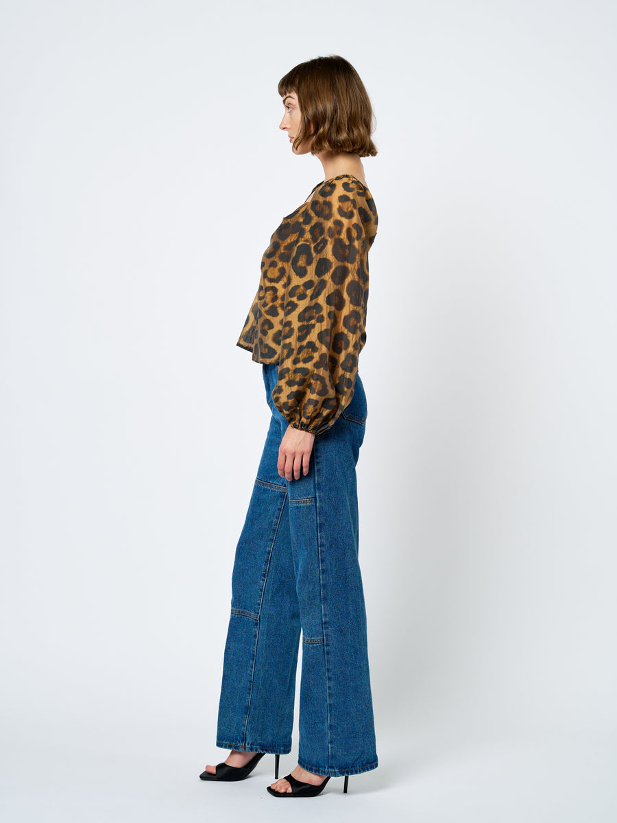 Sussane Animal Print Puff Sleeve Top