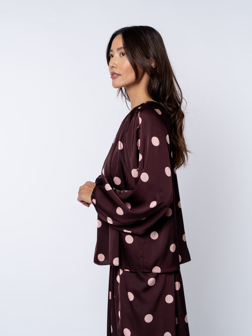 Load image 1 in gallery view. Oriana Raglan Sleeve Polka Dot Top