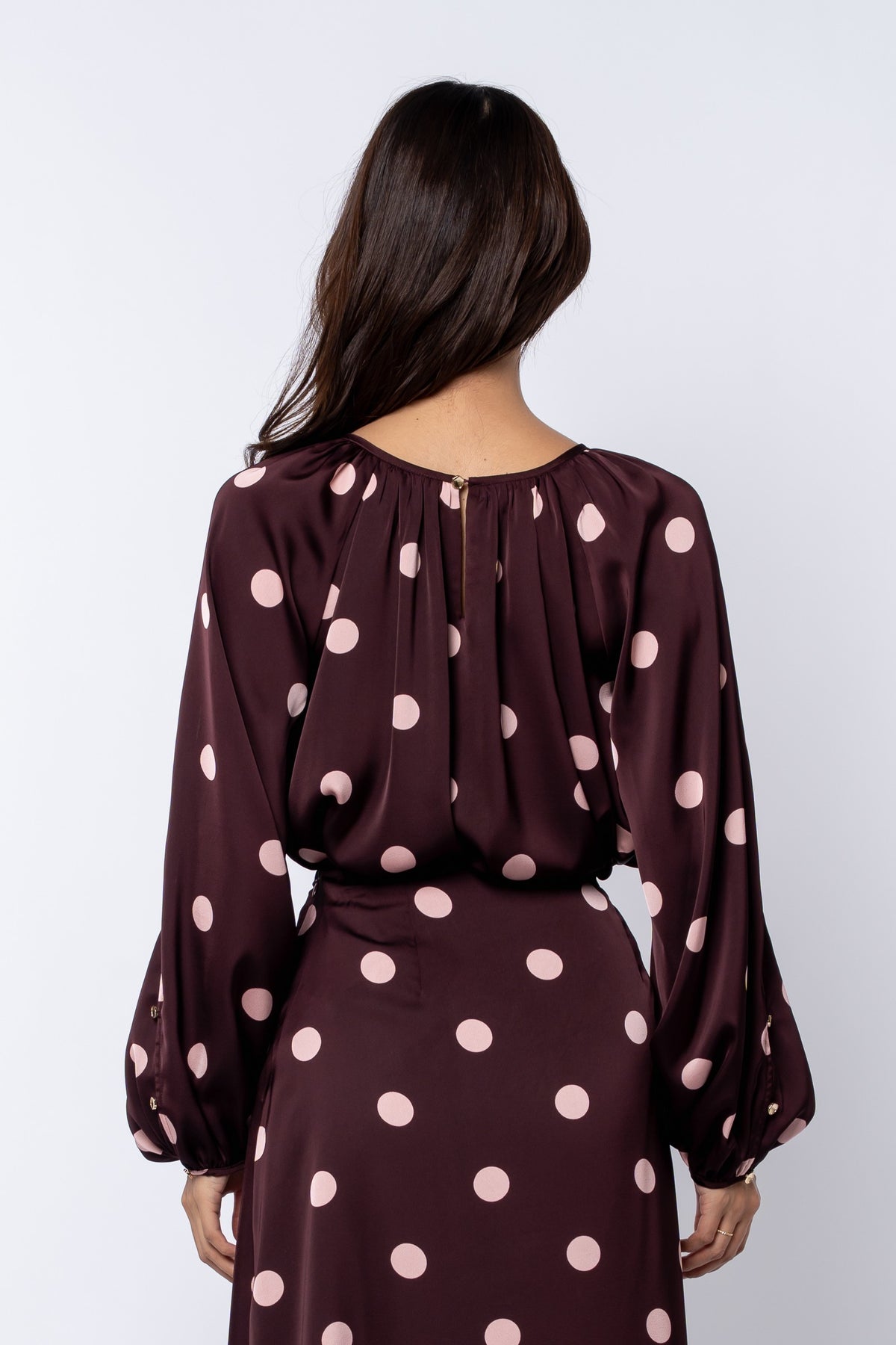 Oriana Raglan Sleeve Polka Dot Top
