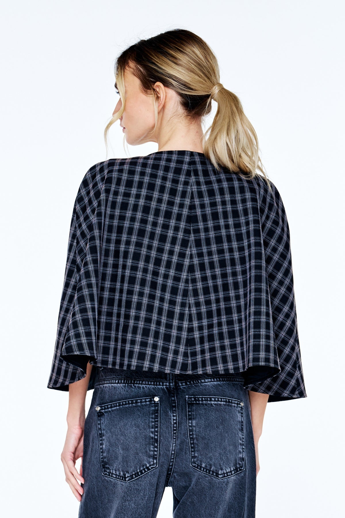 Fanny Plaid Capelet Jacket