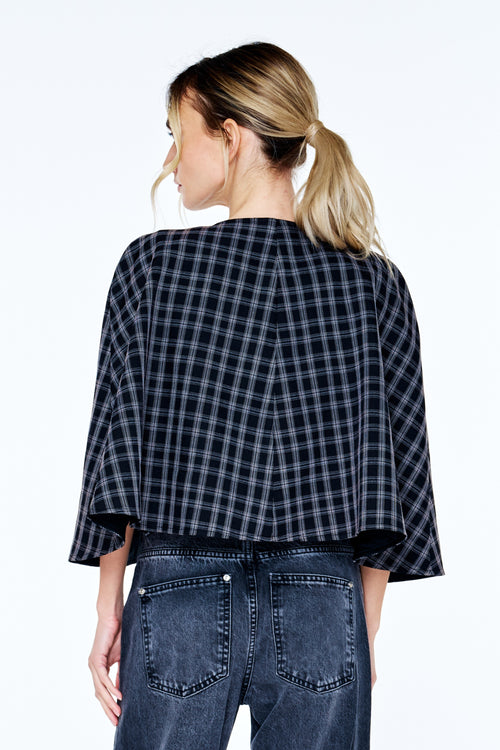 Load image 1 in gallery view. Fanny Plaid Capelet Jacket