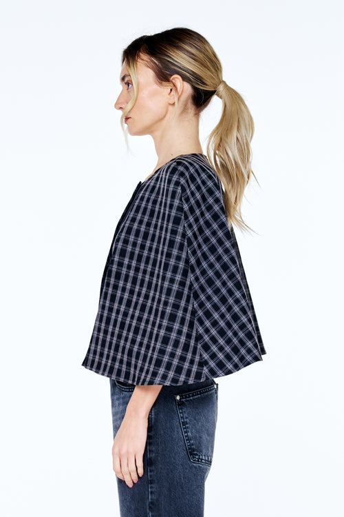 Load image 1 in gallery view. Fanny Plaid Capelet Jacket