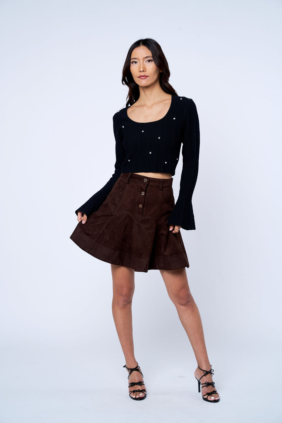 Tiffany High Waisted Fauz Suede Skirt